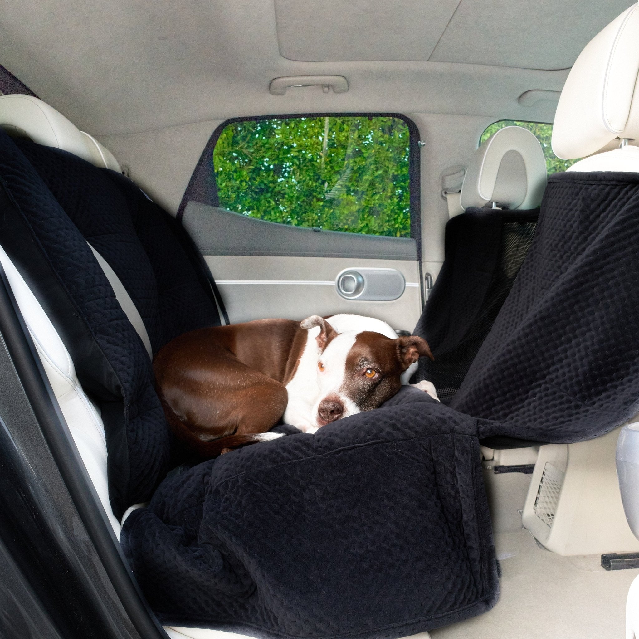 Dog Car Seat Cover For Back Seat With Detachable Hard Bottom, Holds