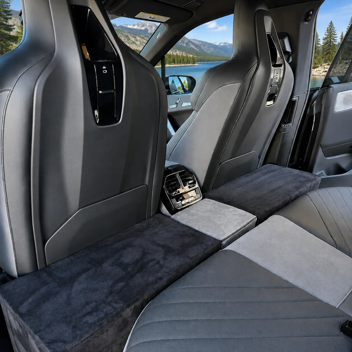Animals Matter Companion BackSeat Extender Set With Bridge in black, featuring a luxury car back seat extender for safer Companion travel.