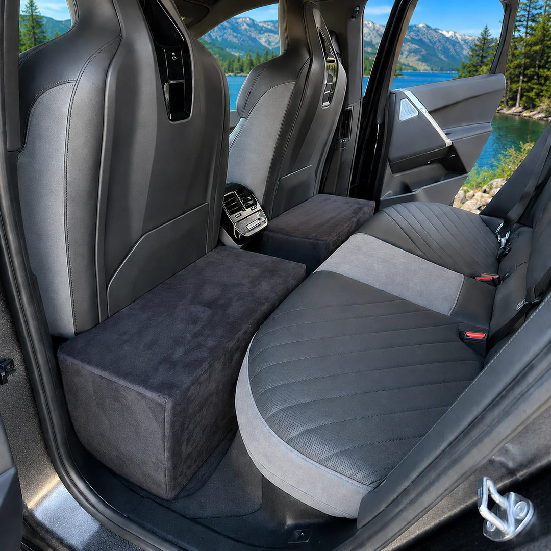 Animals Matter Companion BackSeat Extender Set Without Bridge in black, featuring a luxury car back seat extender for Companion travel.