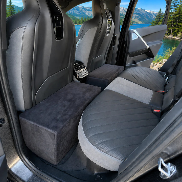 Animals Matter Companion BackSeat Extender Set Without Bridge in black, featuring a luxury car back seat extender for Companion travel.