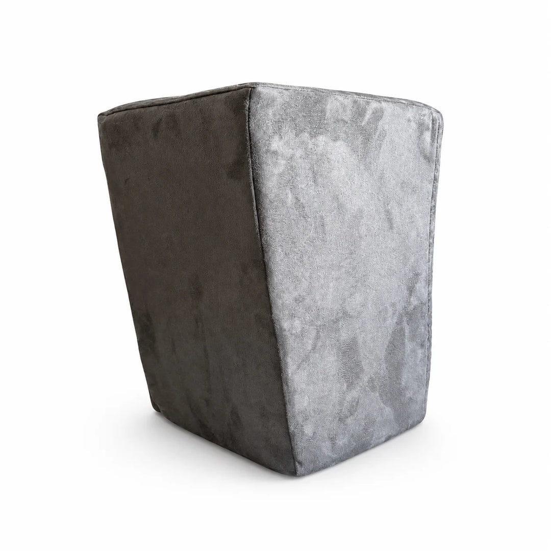 Animals Matter Companion Backseat Bridge dog car seat bridge in charcoal and silver, showing an angled view of the padded textured panel on a white background.