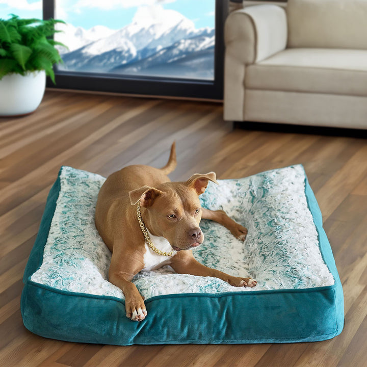 LA Dog Company® Pearl Leopard® Ortho Square™ Companion-Pedic®  Luxury Dog Bed