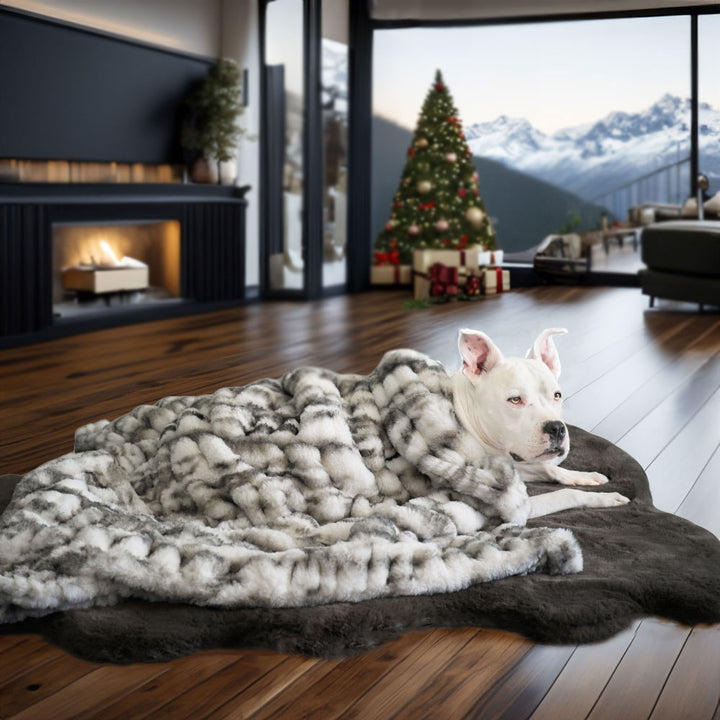 Companion Ruche Black and White Marble Luxury Dog Blanket