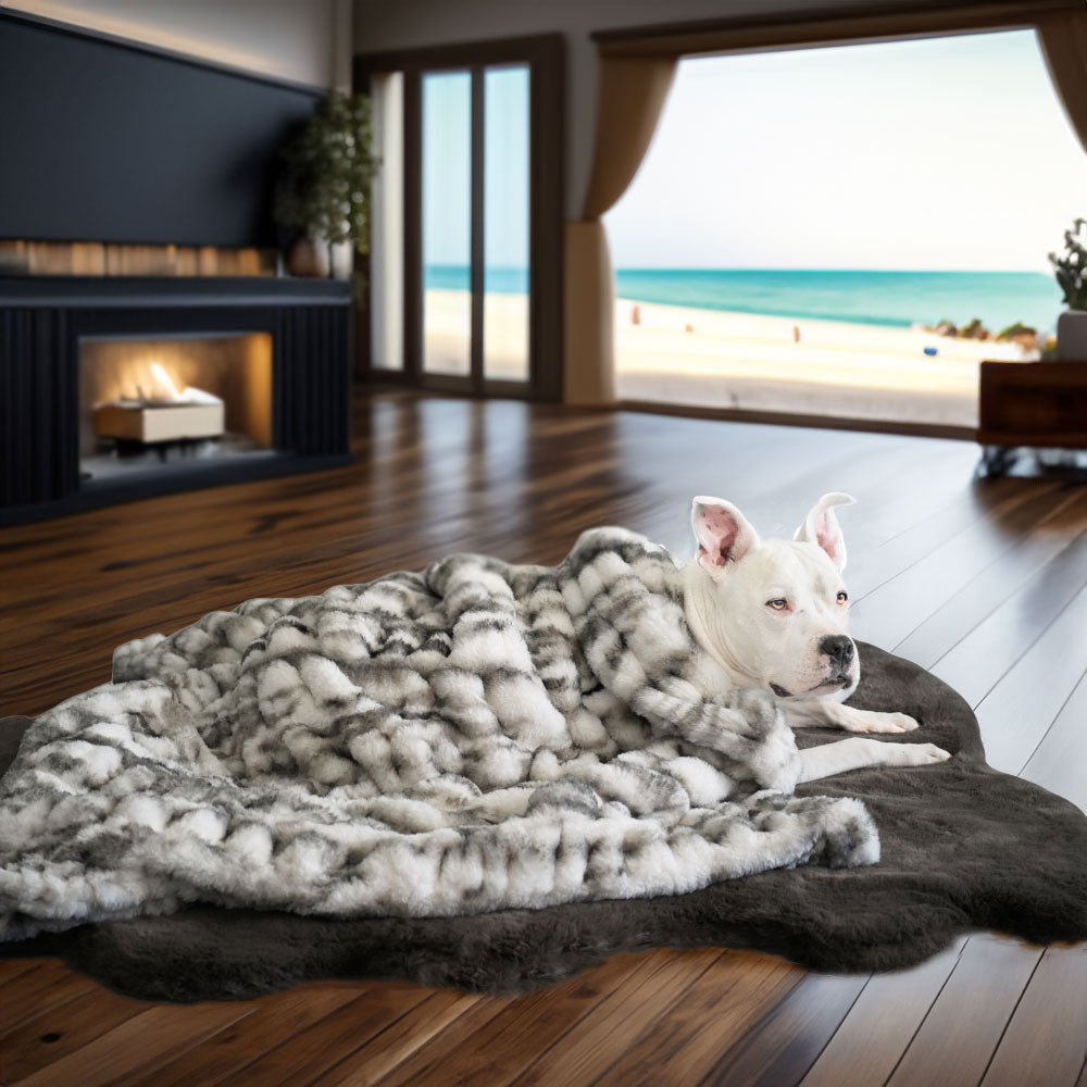 Companion Ruche Black and White Marble Luxury Dog Blanket By Animals Matter 