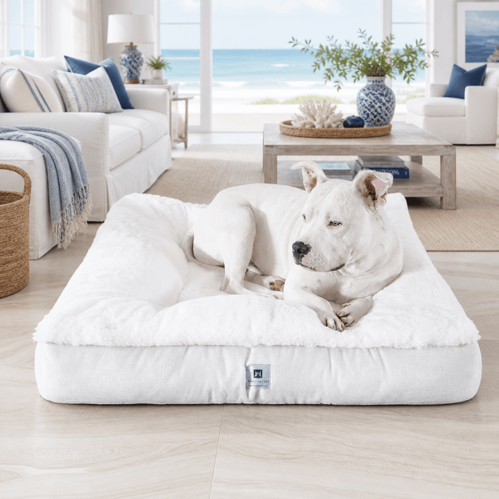 Ruby Puff® Ortho Square Companion - Pedic® Luxury Faux Fur Dog Bed - Animals Matter, Inc.