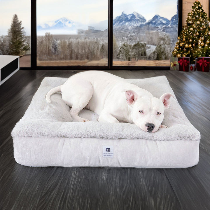 Ruby Puff® Square Ortho Companion-Pedic® Luxury Faux Fur Dog Bed - Animals Matter, Inc.