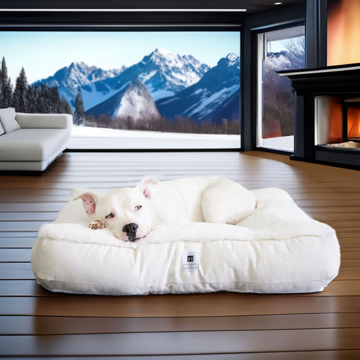 Ruby Puff® Square Ortho Companion-Pedic® Luxury Faux Fur Dog Bed - Animals Matter, Inc.