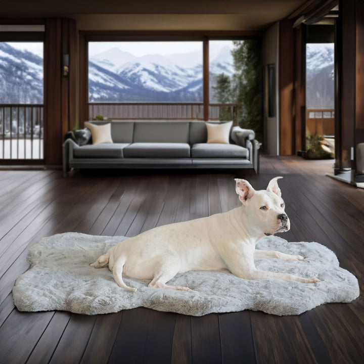 Ruby Puff® Ortho Companion-Pedic® Luxury Dog Bed Rug - Animals Matter, Inc. light gray