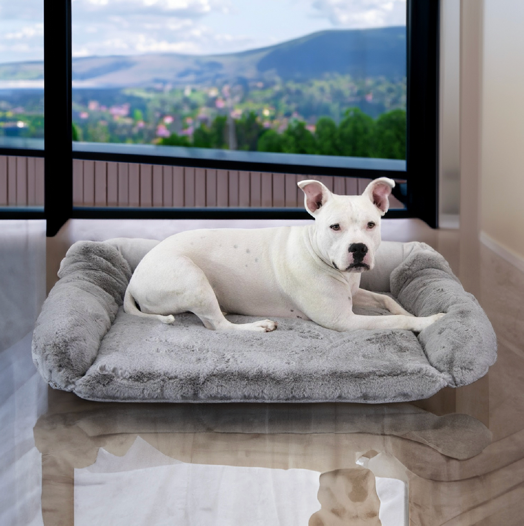 Animals Matter Ruby Puff Ortho Companion-Pedic Luxury Dog Bed Rug Light Gray / Large | Premium Pet Supplies for Dogs & Puppies