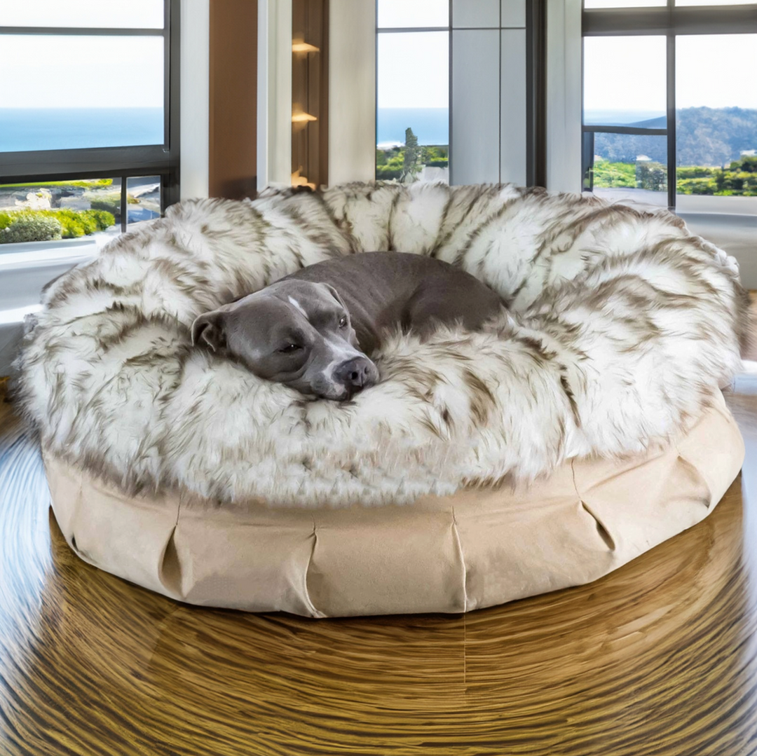 Faux Fur Shag Puff Companion Pedic Luxury Dog Bed