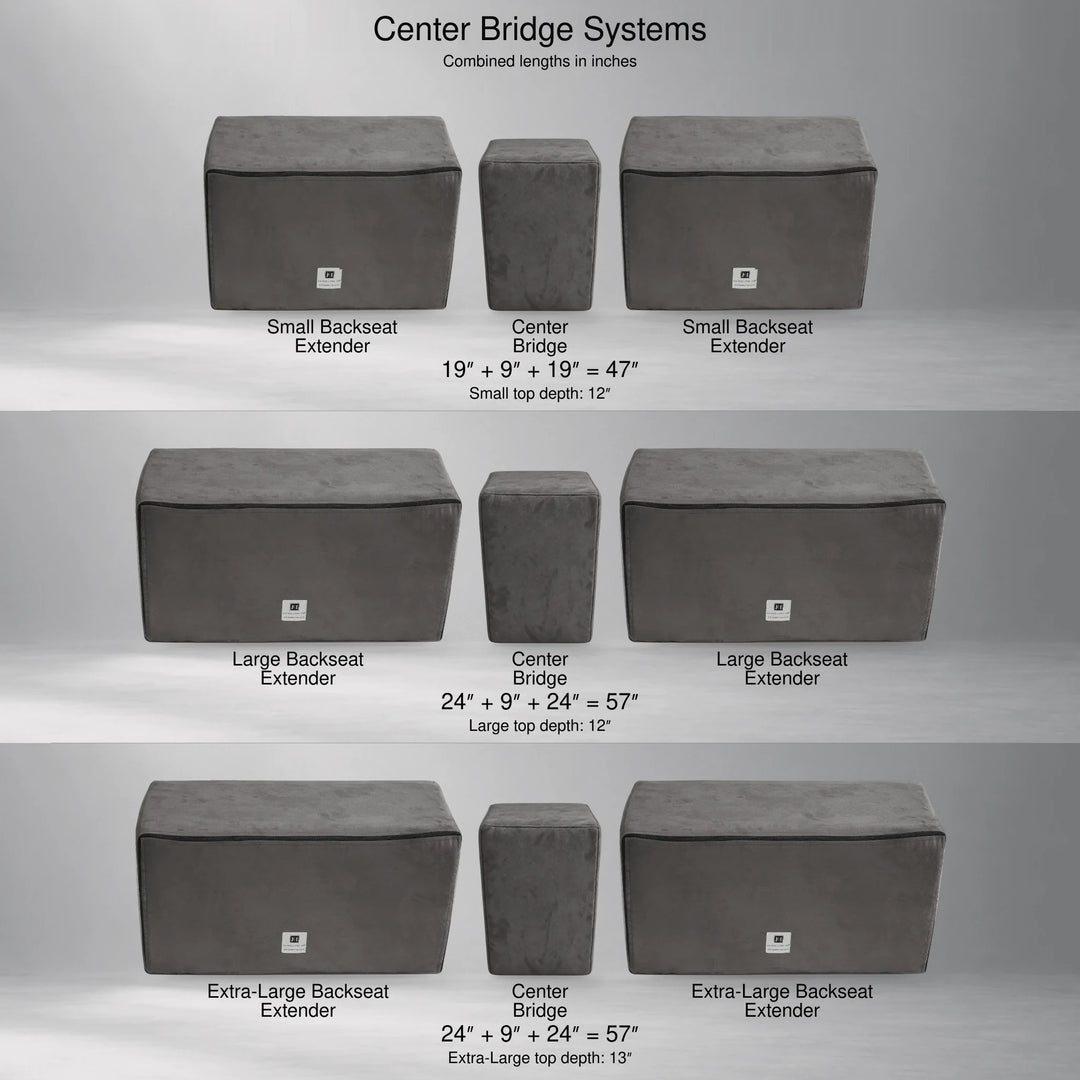 Center Bridge with two Small (47 in), two Large (57 in) or two Extra Large (57 in) Backseat Extenders