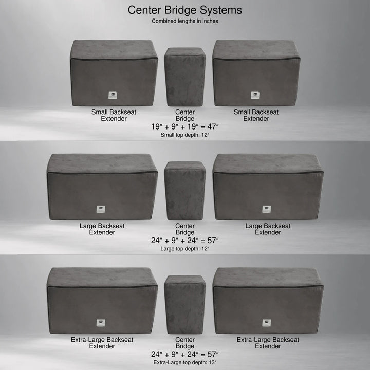 Center Bridge with two Small (47 in), two Large (57 in) or two Extra Large (57 in) Backseat Extenders