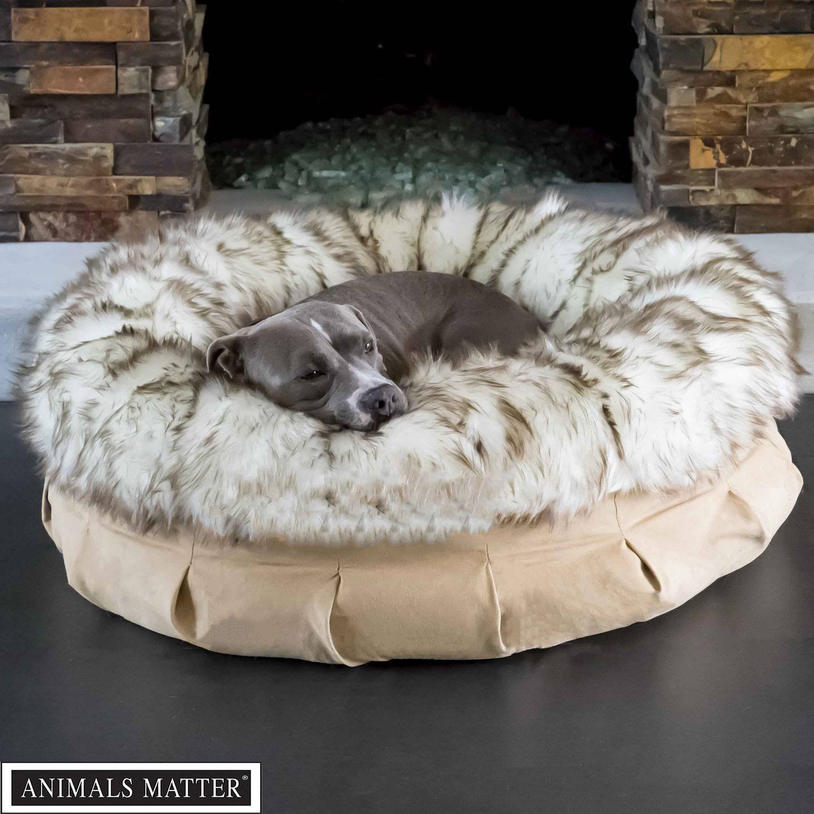 Faux Fur Shag Puff Companion Pedic Luxury Dog Bed